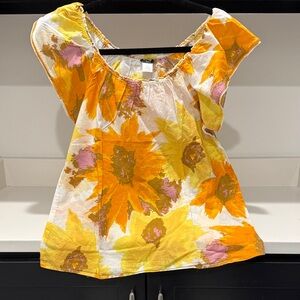 J. Crew Multicolor Floral Cotton Top